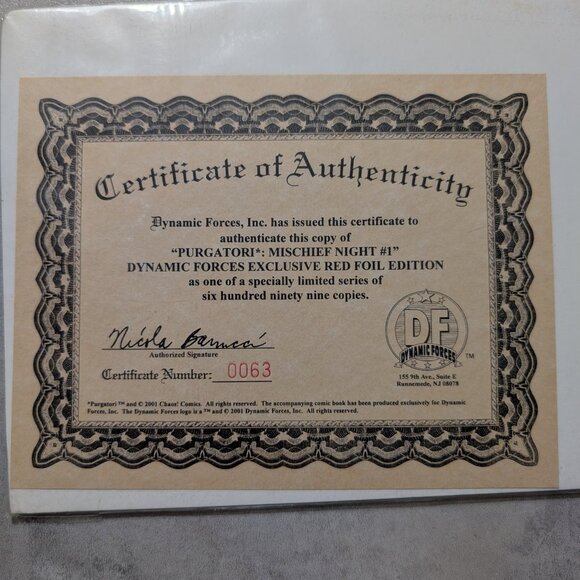 Purgatori Mischief Night 1 Red Foil DF Ed Lim 063/699, Chaos Comics With COA - Picture 2 of 8